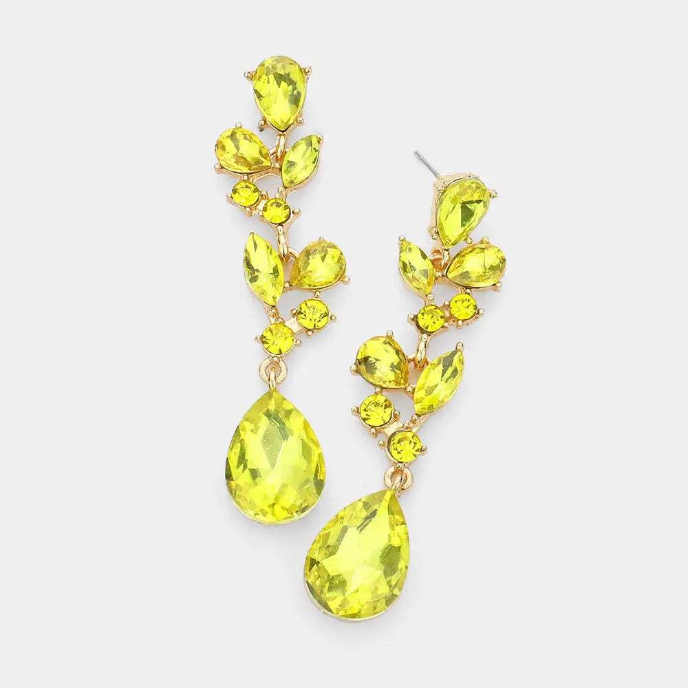 Teardrop Stone Dangle Evening Earrings - Madeline Love - Flyclothing LLC