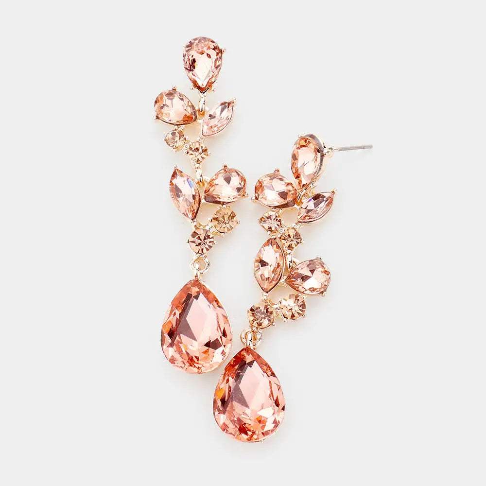 Teardrop Stone Dangle Evening Earrings - Madeline Love - Flyclothing LLC