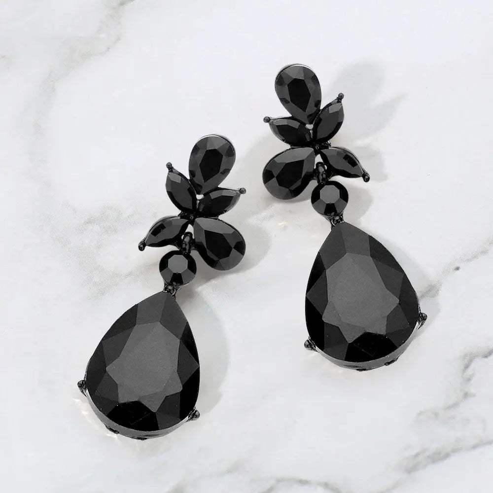 Teardrop Stone Dangle Evening Earrings - Madeline Love - Flyclothing LLC