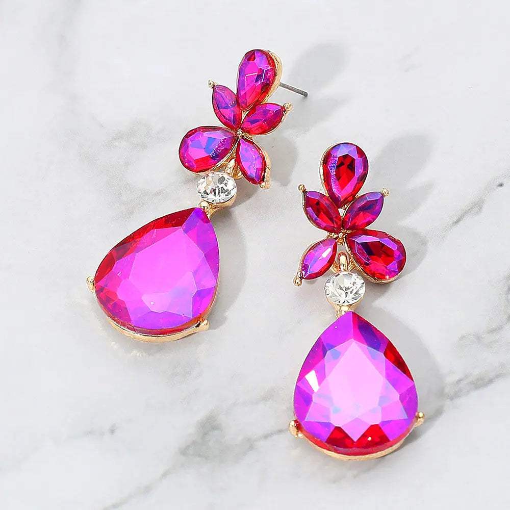 Teardrop Stone Dangle Evening Earrings - Madeline Love - Flyclothing LLC