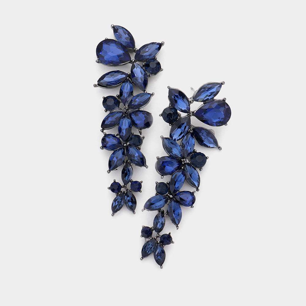Floral Multi Stone Evening Earrings - Madeline Love - Flyclothing LLC