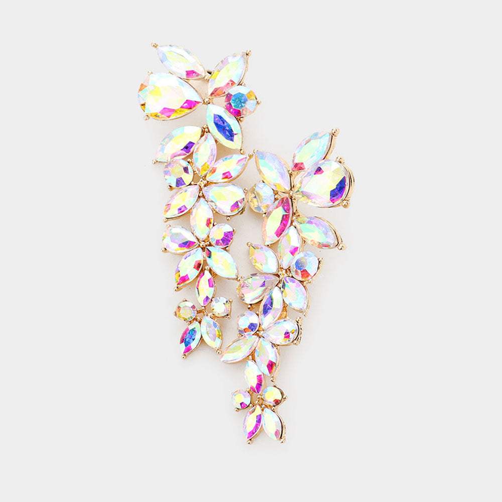 Floral Multi Stone Evening Earrings - Madeline Love - Flyclothing LLC