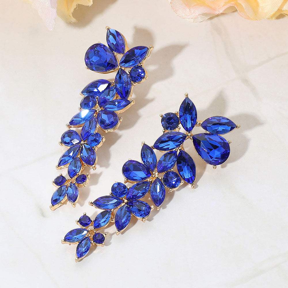Floral Multi Stone Evening Earrings - Madeline Love - Flyclothing LLC