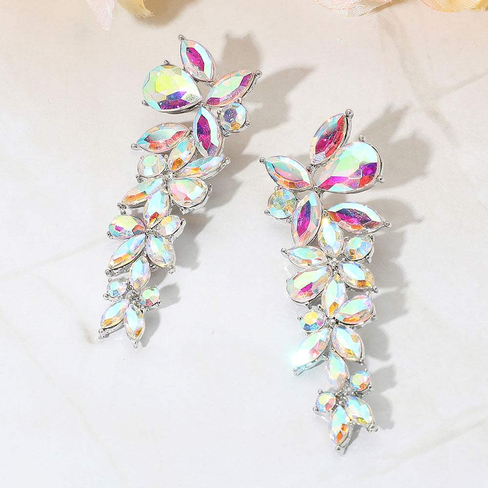 Floral Multi Stone Evening Earrings - Madeline Love - Flyclothing LLC