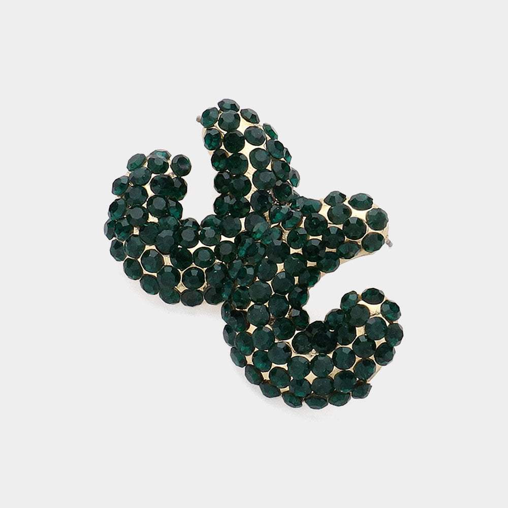 Curved Rhinestone Pave Evening Stud Earrings - Madeline Love - Flyclothing LLC