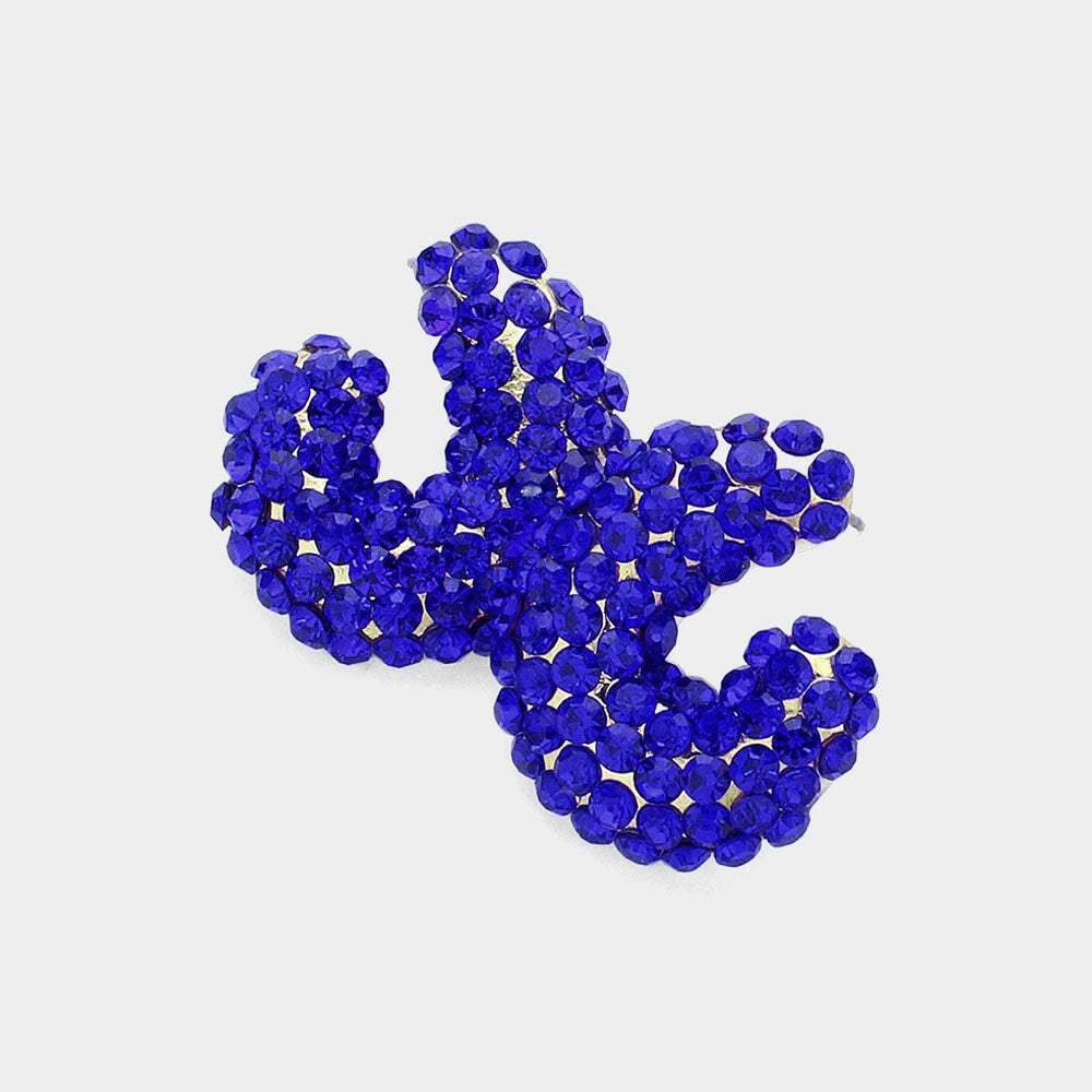 Curved Rhinestone Pave Evening Stud Earrings - Madeline Love - Flyclothing LLC