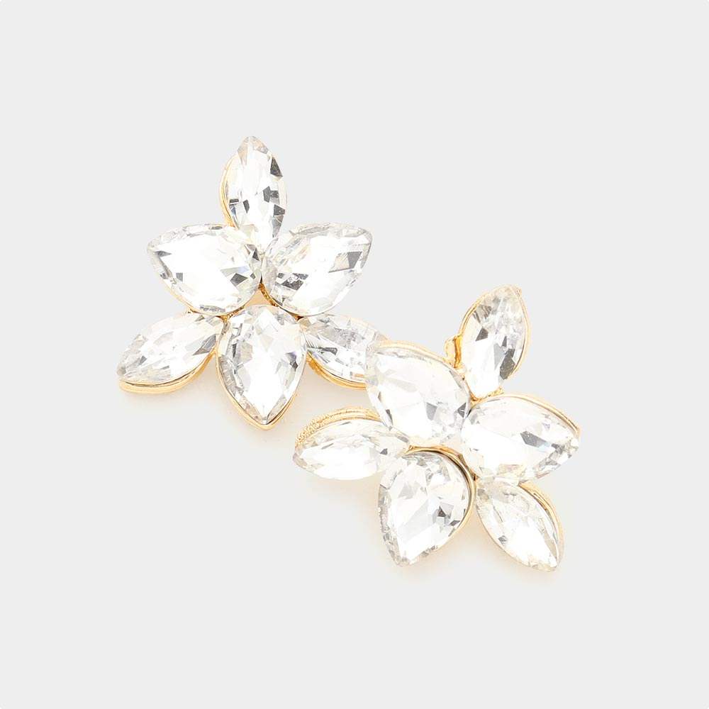 Marquise Teardrop Stone Cluster Evening Stud Earrings - Madeline Love - Flyclothing LLC