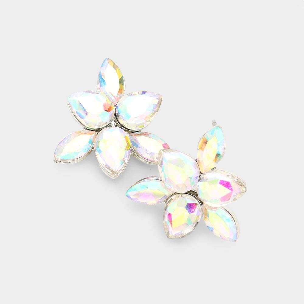 Marquise Teardrop Stone Cluster Evening Stud Earrings - Madeline Love - Flyclothing LLC
