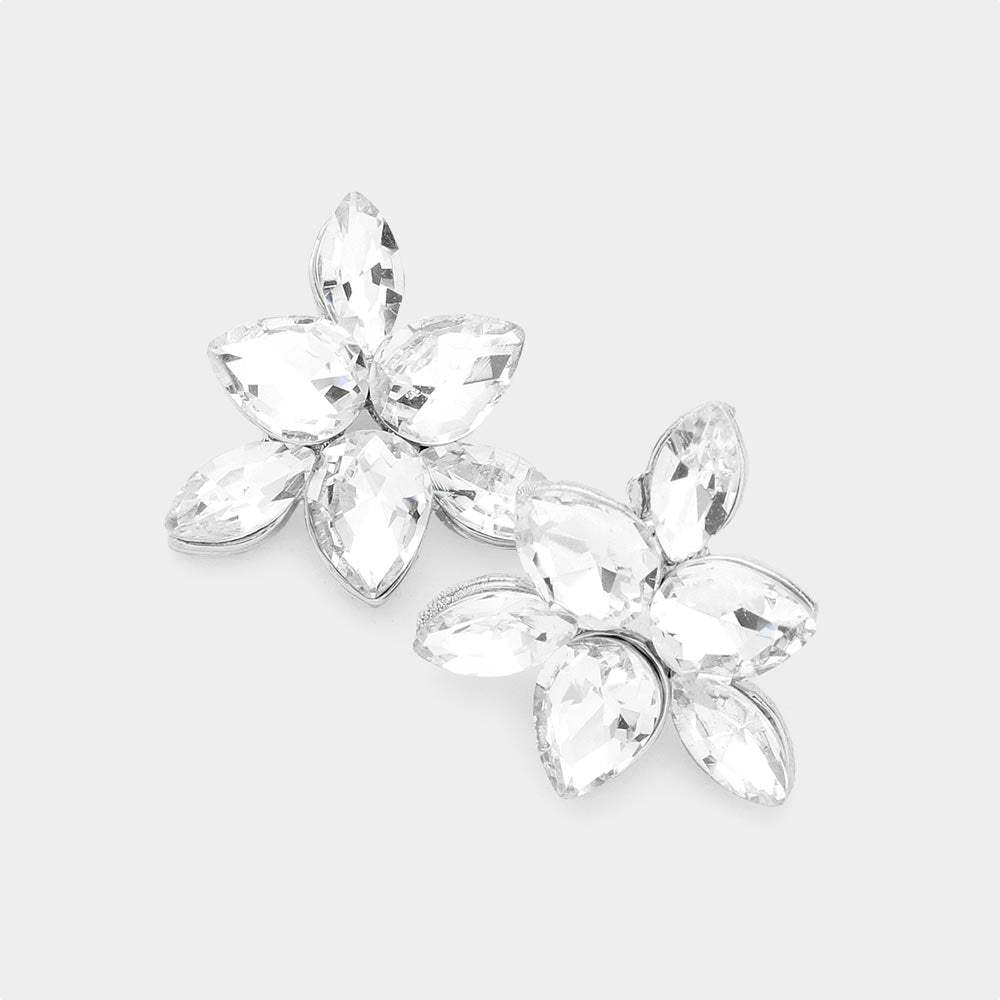 Marquise Teardrop Stone Cluster Evening Stud Earrings - Madeline Love - Flyclothing LLC