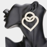 Rhinestone Open Circle Heart Link Evening Earrings - Madeline Love - Flyclothing LLC