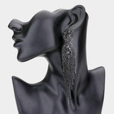 Rhinestone Long Drop Statement Evening Earrings - Madeline Love - Flyclothing LLC