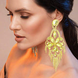 Marquise Stone Flower Accented Chandelier Evening Earrings - Madeline Love - Flyclothing LLC