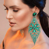Marquise Stone Flower Accented Chandelier Evening Earrings - Madeline Love - Flyclothing LLC