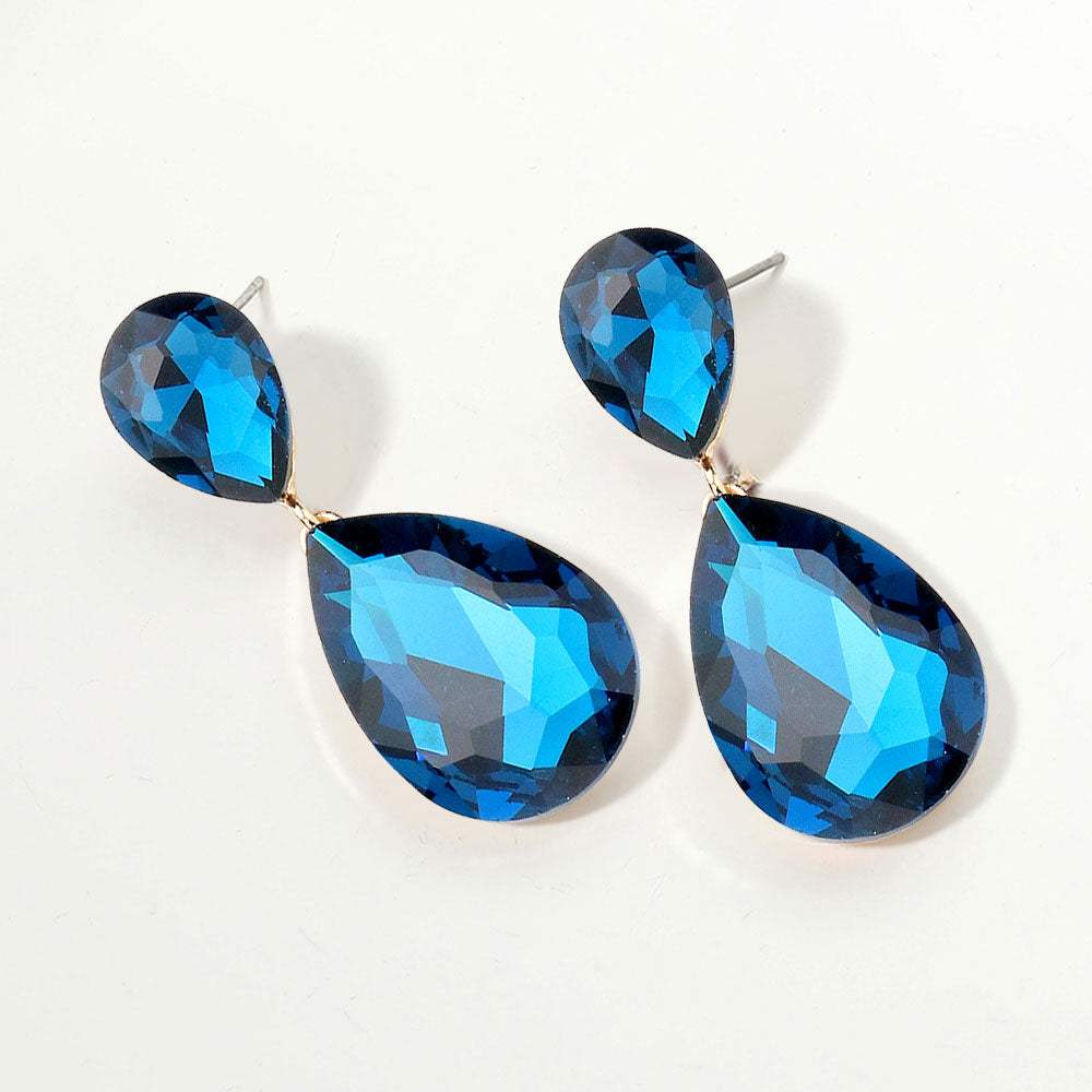 Glass Crystal Teardrop Evening Earrings - Madeline Love - Flyclothing LLC