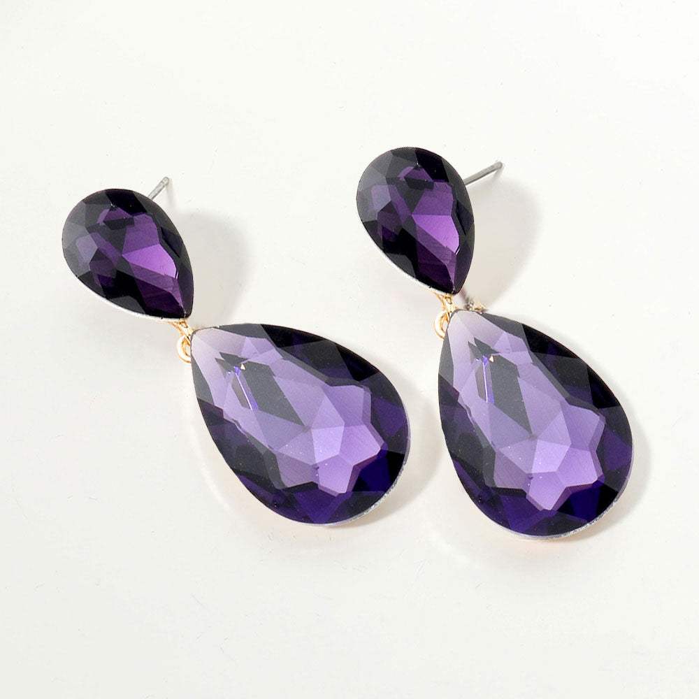 Glass Crystal Teardrop Evening Earrings - Madeline Love - Flyclothing LLC