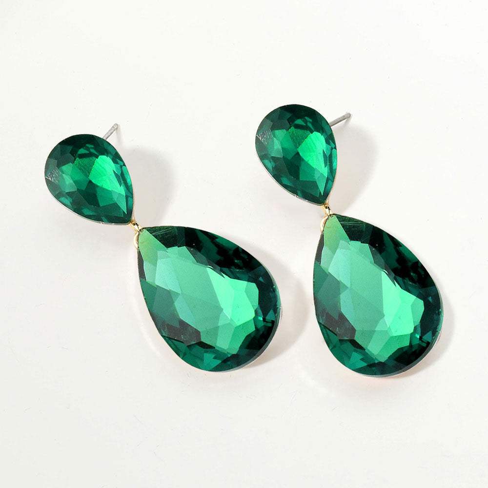 Glass Crystal Teardrop Evening Earrings - Madeline Love - Flyclothing LLC