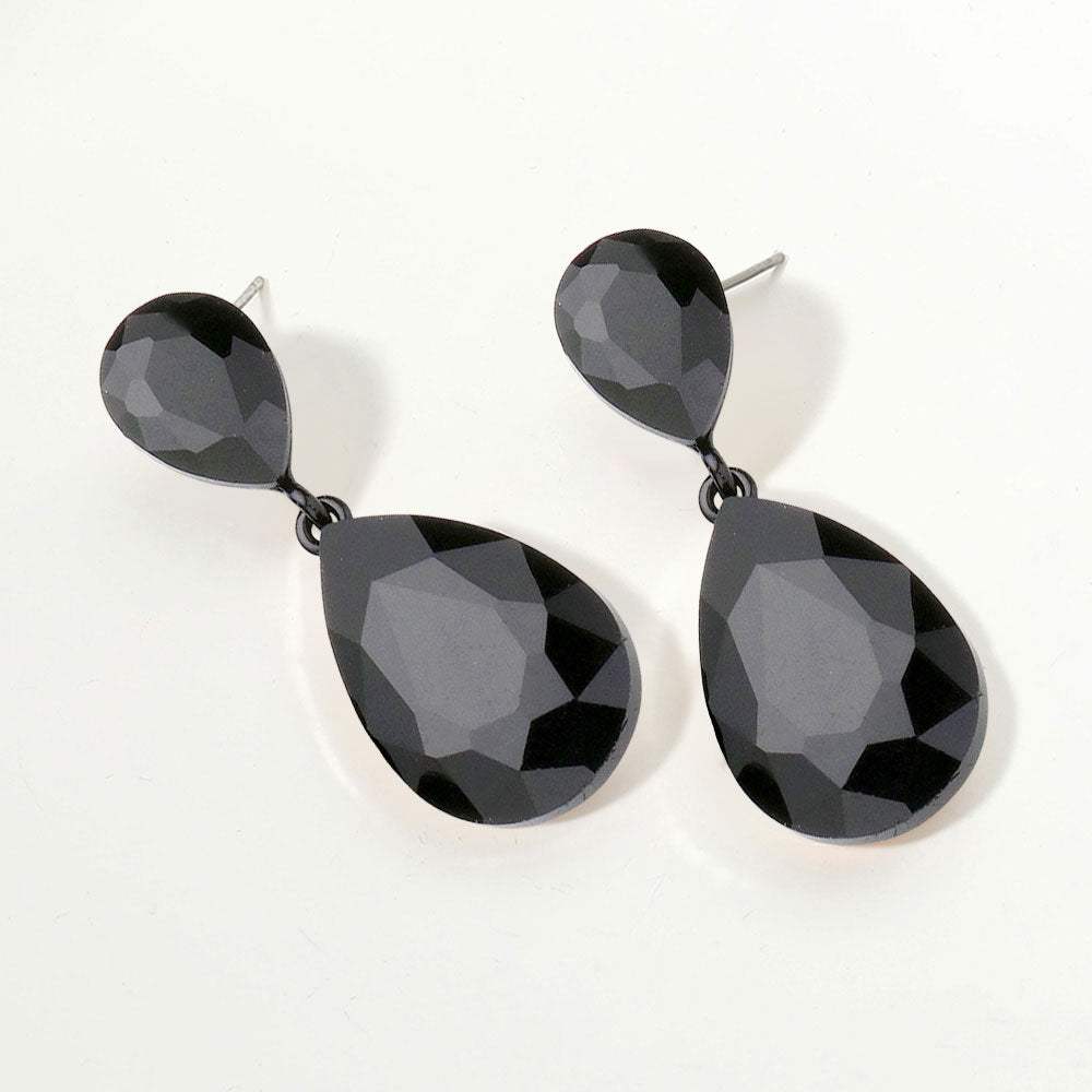 Glass Crystal Teardrop Evening Earrings - Madeline Love - Flyclothing LLC