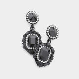 Emerald Cut Crystal Evening Earrings - Madeline Love - Flyclothing LLC