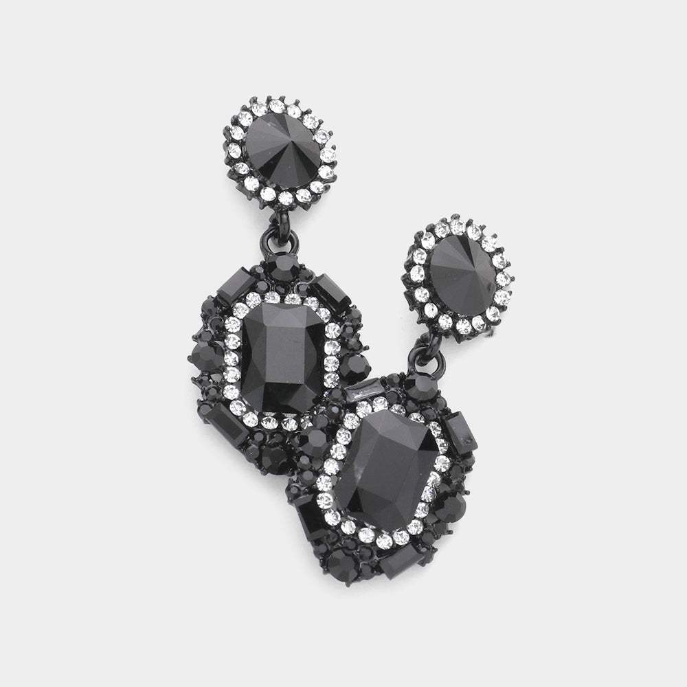 Emerald Cut Crystal Evening Earrings - Madeline Love - Flyclothing LLC