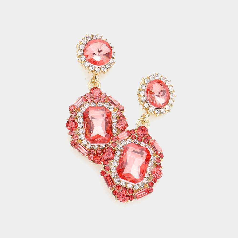 Emerald Cut Crystal Evening Earrings - Madeline Love - Flyclothing LLC