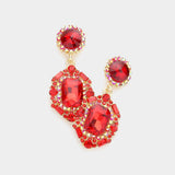 Emerald Cut Crystal Evening Earrings - Madeline Love - Flyclothing LLC