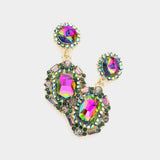 Emerald Cut Crystal Evening Earrings - Madeline Love - Flyclothing LLC
