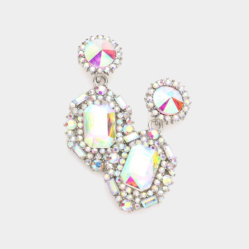 Emerald Cut Crystal Evening Earrings - Madeline Love - Flyclothing LLC
