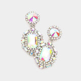 Emerald Cut Crystal Evening Earrings - Madeline Love - Flyclothing LLC