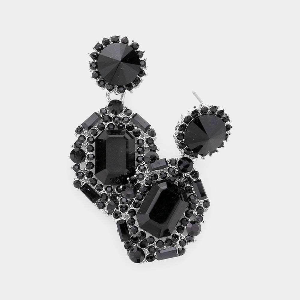 Emerald Cut Crystal Evening Earrings - Madeline Love - Flyclothing LLC