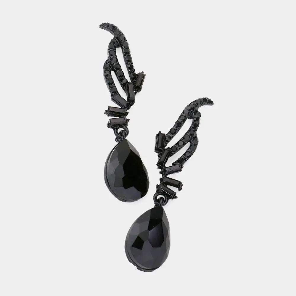 Teardrop Stone Dangle Evening Earrings - Madeline Love - Flyclothing LLC