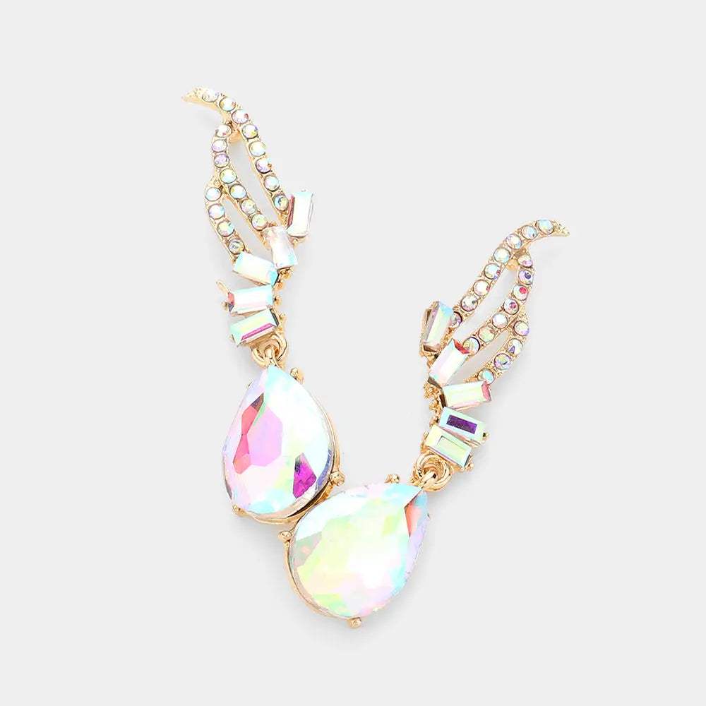 Teardrop Stone Dangle Evening Earrings - Madeline Love - Flyclothing LLC