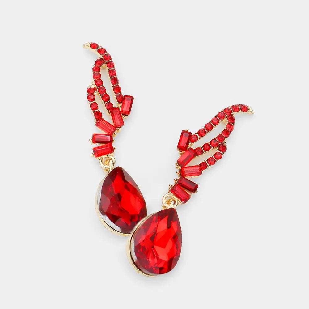 Teardrop Stone Dangle Evening Earrings - Madeline Love - Flyclothing LLC