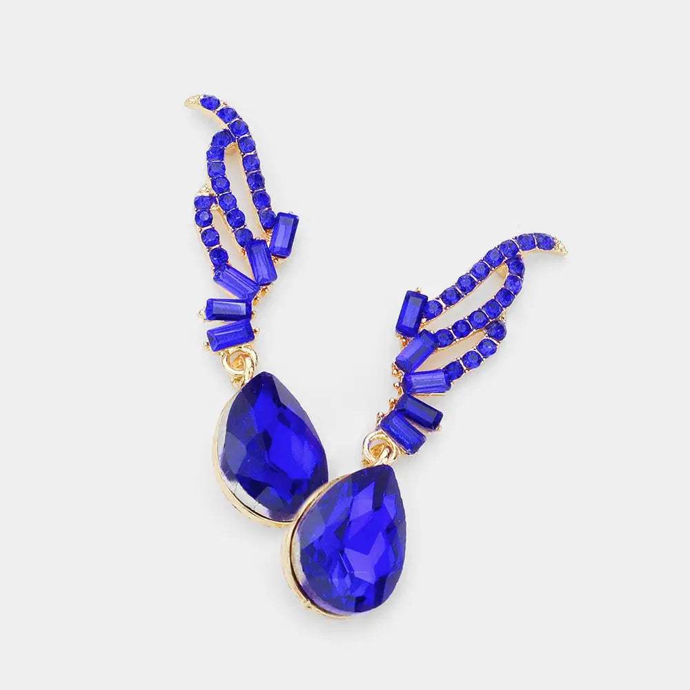 Teardrop Stone Dangle Evening Earrings - Madeline Love - Flyclothing LLC