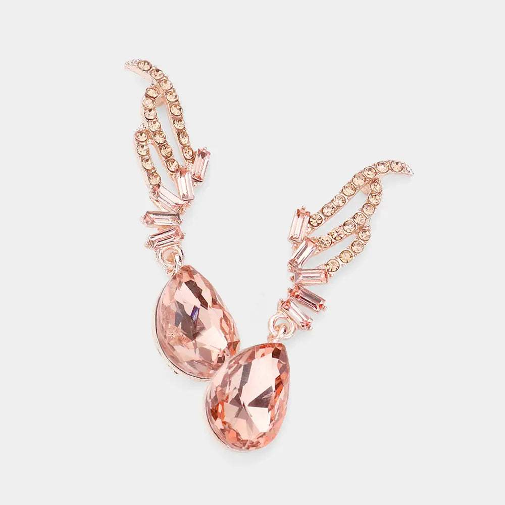 Teardrop Stone Dangle Evening Earrings - Madeline Love - Flyclothing LLC