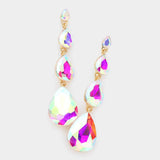 Teardrop Stone Link Dangle Evening Earrings - Madeline Love - Flyclothing LLC