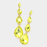 Teardrop Stone Link Dangle Evening Earrings - Madeline Love - Flyclothing LLC