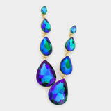 Teardrop Stone Link Dangle Evening Earrings - Madeline Love - Flyclothing LLC