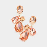 Multi Stone Link Dangle Evening Earrings - Madeline Love - Flyclothing LLC