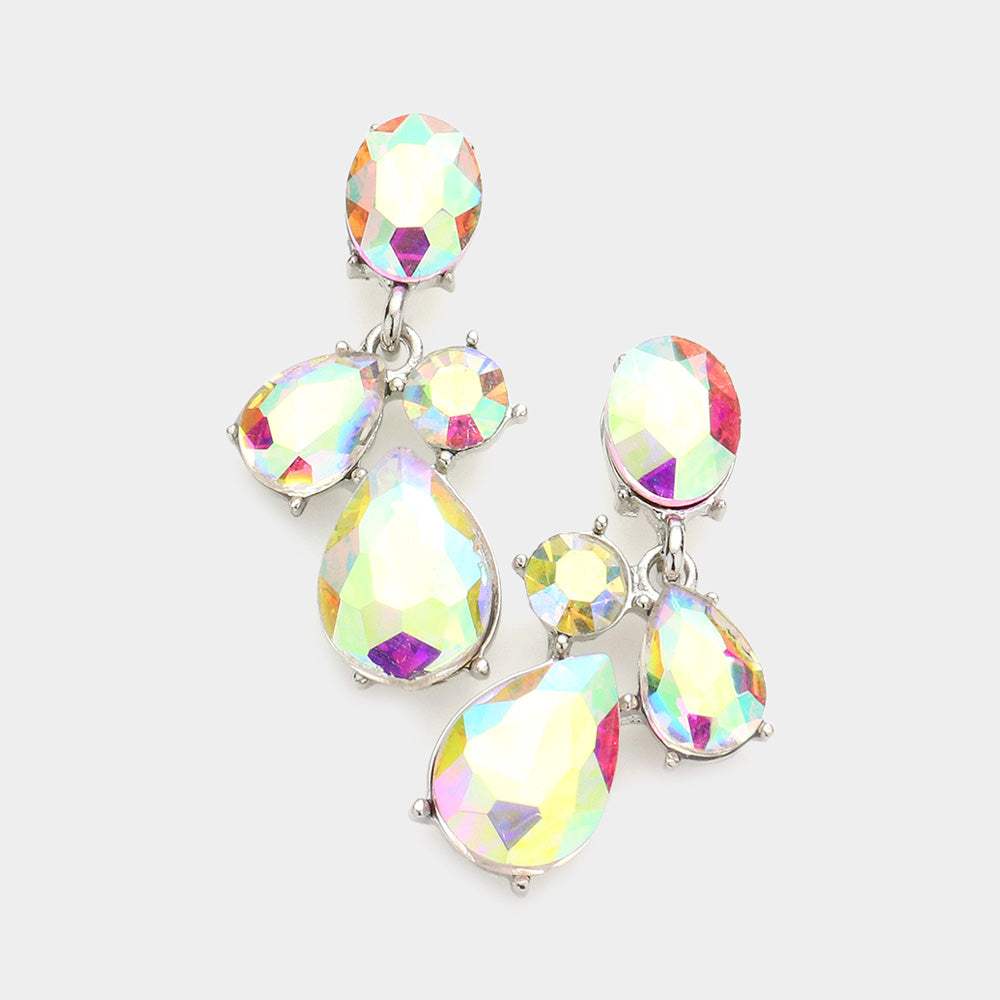 Multi Stone Link Dangle Evening Earrings - Madeline Love - Flyclothing LLC
