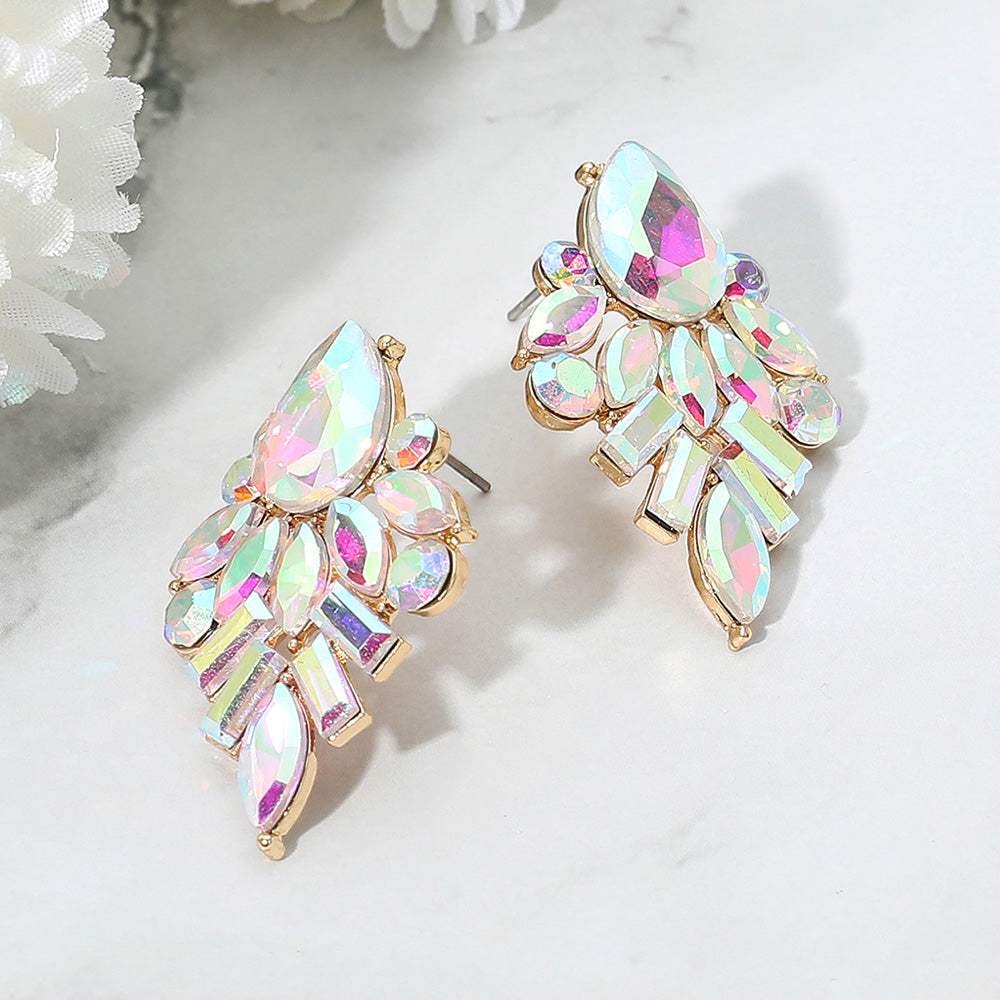 Marquise Baguette Stone Cluster Evening Earrings - Madeline Love - Flyclothing LLC