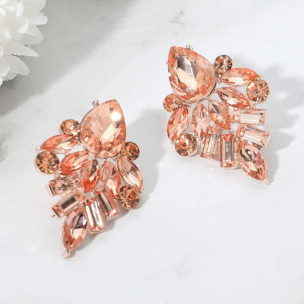 Marquise Baguette Stone Cluster Evening Earrings - Madeline Love - Flyclothing LLC