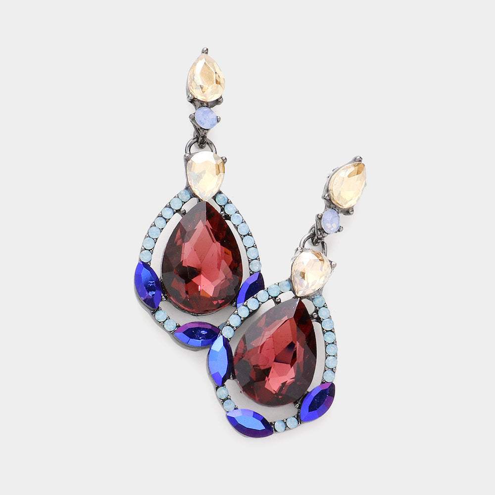 Crystal Rhinestone Teardrop Evening Earrings - Madeline Love - Flyclothing LLC