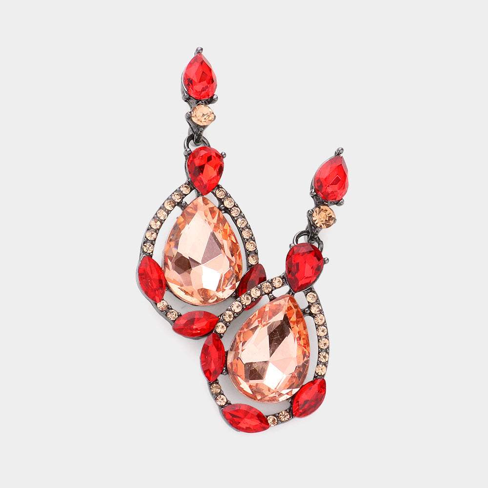 Crystal Rhinestone Teardrop Evening Earrings - Madeline Love - Flyclothing LLC