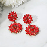 Floral Stone Cluster Drop Dangle Evening Earrings - Madeline Love - Flyclothing LLC