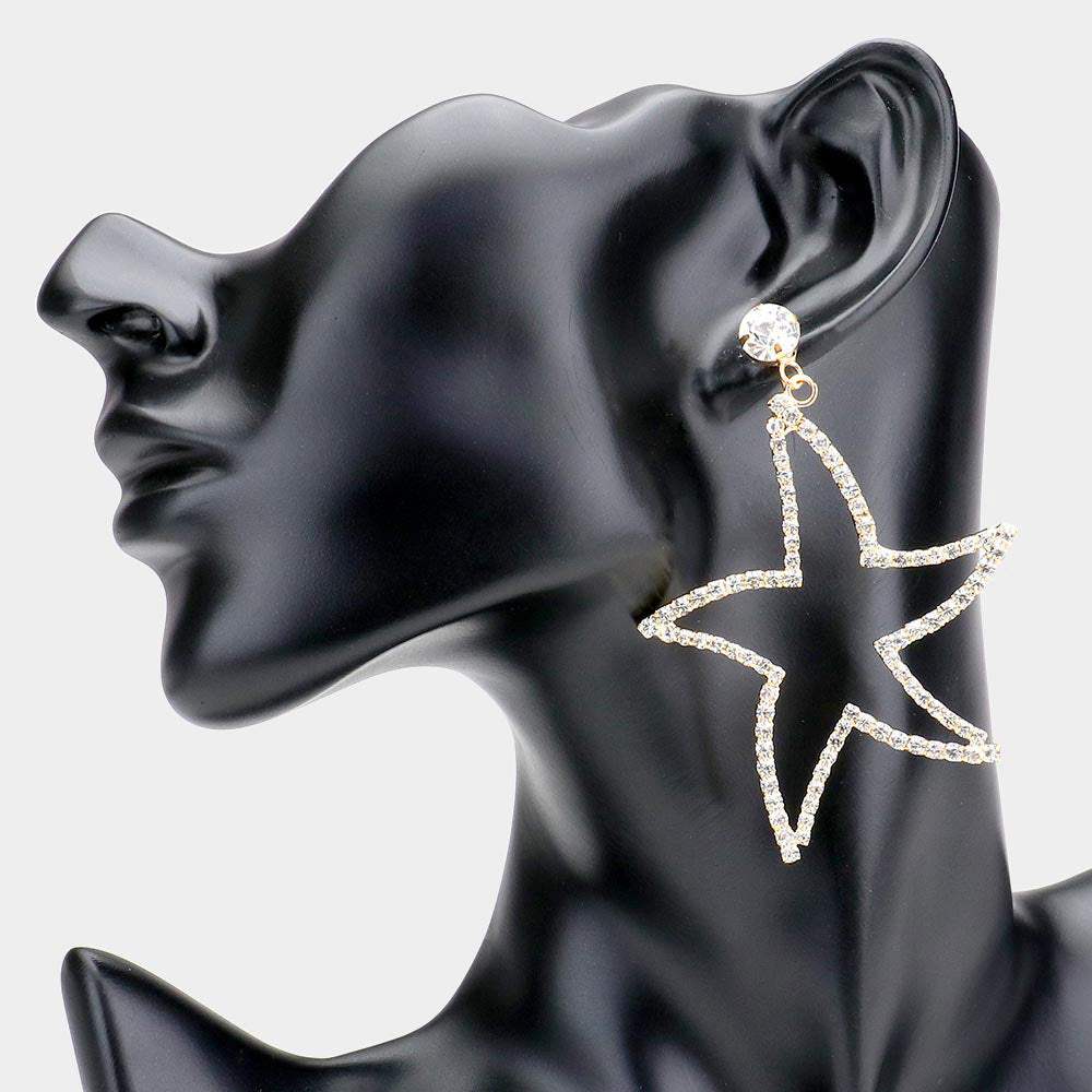 Rhinestone Open Starfish Evening Earrings - Madeline Love - Flyclothing LLC
