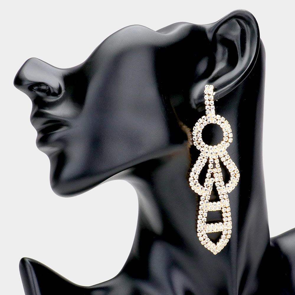 Abstract Rhinestone Evening Earrings - Madeline Love - Flyclothing LLC