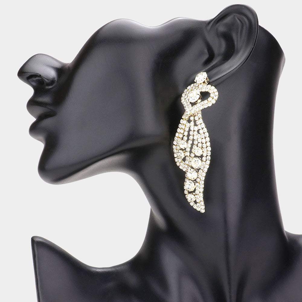 Heart Accented Bubble Stone Dangle Evening Earrings - Madeline Love - Flyclothing LLC