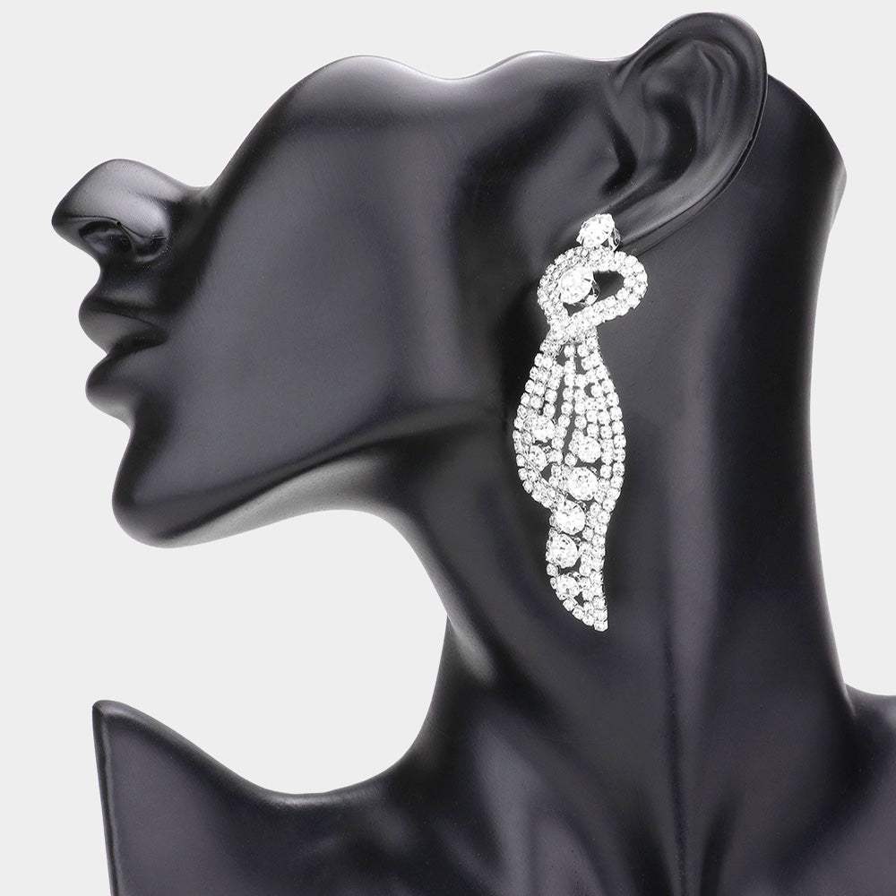 Heart Accented Bubble Stone Dangle Evening Earrings - Madeline Love - Flyclothing LLC