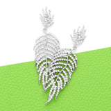 Crystal Rhinestone Leaf Drop Evening Earrings - Madeline Love - Flyclothing LLC
