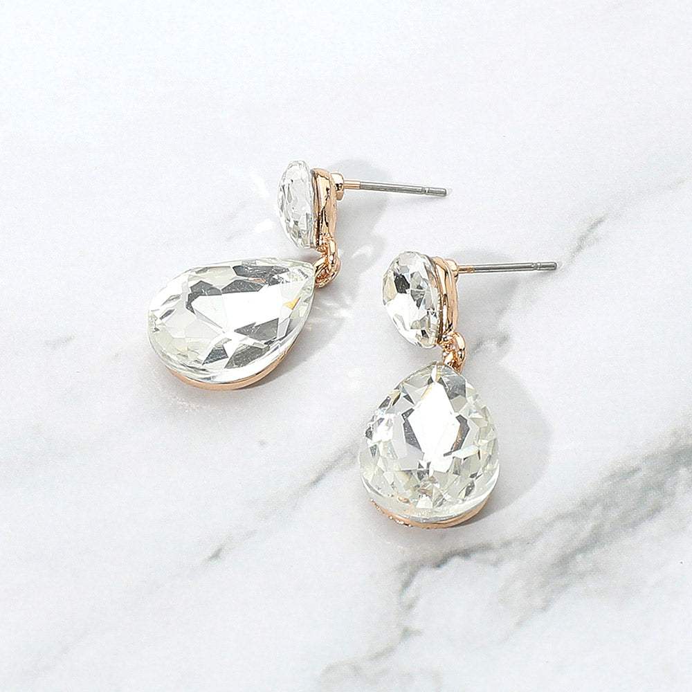 Glass Crystal Teardrop Dangle Earrings - Madeline Love - Flyclothing LLC